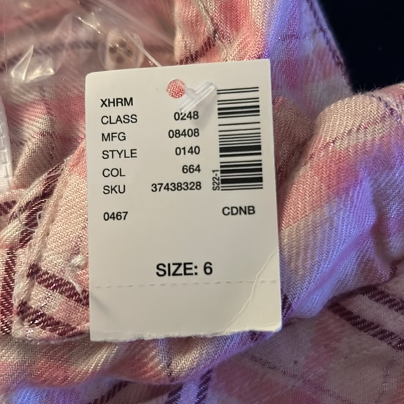 Justice plaid button down with white lace - Picture 3 of 3